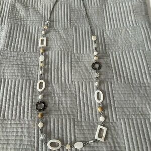 Elegant White and Silver Geometric Necklace